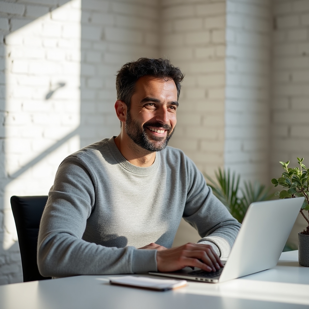 Lavoratore da remoto motivato e concentrato